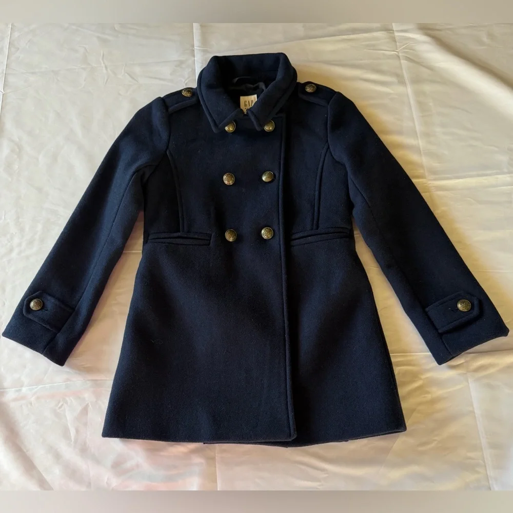 GAP Girls Navy Double-Breasted Wool Peacoat
